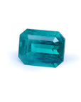 Untreated 3.98 ct. Muzo emerald, vibrant bluish medium-deep green, rectangular emerald cut.