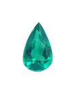 GIA certified loose emerald pear cut front view displaying table and crown