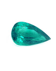 GIA certified loose emerald pear cut right profile view displaying table and crown