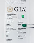 GIA emerald origin report of a natural colombian emerald from the Muzo mines.