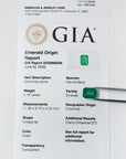 GIA emerald origin report of a natural colombian emerald from the Muzo mines.