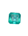 GIA certified loose natural Colombian emerald, features a square octagonal emerald cut with a vivid bluish-green hue.