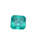 GIA certified loose natural Colombian emerald, features a square octagonal emerald cut with a vivid bluish-green hue.