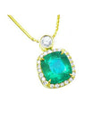 Natural emerald necklace 8.07 carats encircled in a halo of natural diamonds