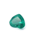 Heart cut natural colombian emerald front right side showing table and crown