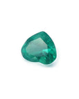 1.26 ct. vibrant bluish-green heart-cut Colombian emerald gemstone.