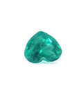 Heart cut natural colombian emerald front side inverted showing table and crown