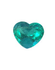 GIA certified heart cut natural colombian emerald, front table and crown view