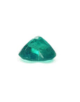 GIA certified heart cut natural colombian emerald, upside down pavilion view