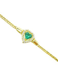 yellow gold emerald bracelet natural Colombian emerald, for women