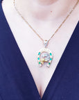 men's emerald and diamond horseshoe necklace six natural Colombian emeralds and diamonds equestrian jewelry lucky charm
