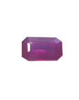 July birthstone natural ruby Burma emerald-cut 1.12 ct. front side position table and crown visibles