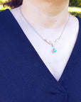 Emerald and diamond necklaces 1.88 carats pear cut natural sourced from the Muzo mines crafted in 14k white and yellow gold