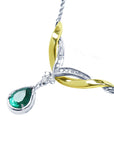 Colombian emerald necklace for sale in USA 1.88 carats pear cut natural from the Muzo mines in 14k white and yellow gold