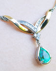 Gift for Mother's Day emerald jewelry necklace 1.88 carats pear cut natural sourced from the Muzo mines crafted in 14k white and yellow gold