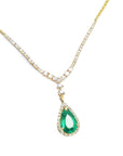larger view of a genuine emerald necklace High quality pear cut sourced from the Colombian Muzo mine