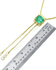 14k yellow gold Lariat emerald necklace for sale fine emerald-cut weighing 1.48 carats prong set