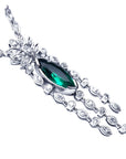 Elegant 14k white gold marquise design with diamonds high quality colombian emerald marquise necklace.