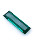 3.13 carat natural Colombian emerald, baguette cut, deep bluish-green, eye-clean.