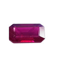 Loose natural ruby emerald cut from Burma 1.08 ct. front side position table and crown visibles