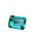 GIA certified loose emerald from Colombia front table and crown view