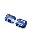 2.16 ct. loose matching pair of sparkling emerald-cut blue sapphires, ideal for earrings.