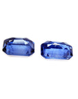 2.16 ct. Loose matching pair blue sapphires emerald-cut, upside down exposing pavilions