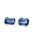 2.16 ct. Loose matching pair blue sapphires emerald-cut, crystalline medium light blue violet color, ideal for crafting elegant earrings.