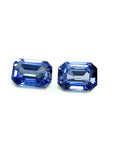 2.16 ct. Loose matching pair blue sapphires emerald-cut, matching pair, sparkling crystalline medium light blue violet color.