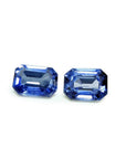 2.16 ct. Loose matching pair blue sapphires emerald-cut, matching pair, sparkling crystalline medium light blue violet color.