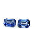 2.16 ct. Loose matching pair blue sapphires emerald-cut, matching pair, sparkling crystalline medium light blue violet color.