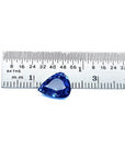 3.30 ct. vibrant medium blue pear-shaped natural sapphire gemstone next to a ruler.