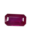 0.94 carat natural Burma ruby, emerald cut, deep red gemstone.