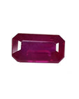 0.94 carat natural Burma ruby, emerald cut, deep red gemstone.