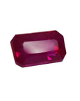 0.94 carat natural Burma ruby, emerald cut, deep red gemstone.