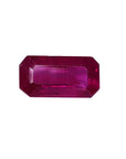Loose natural ruby rectangular emerald cut, front side position table and crown visibles