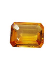4.05 carats loose natural sapphire emerald-cut Intense yellow hue, front view position table and crown visibles