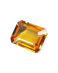 4.05 carats loose natural sapphire emerald-cut Intense yellow hue, left view position table and crown visibles