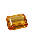 4.05 carats loose natural sapphire emerald-cut Intense yellow hue, right view position table and crown visibles