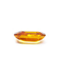 2.96 ct. Loose natural sapphire yellow madeira color emerald cut, underside view girdle and pavilion visibles