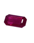 Loose ruby Burma natural gemstone emerald cut, left position table and crown visibles