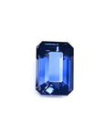 3.90 ct untreated GIA certified rectangular emerald-cut blue sapphire changing to purple.
