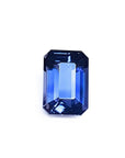 3.90 ct untreated GIA certified rectangular emerald-cut blue sapphire changing to purple.