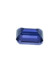 3.90 ct untreated GIA certified sapphire, rectangular emerald-cut, blue changing to purple.