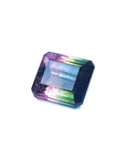Loose 6.55 ct. emerald-cut watermelon tourmaline gemstone, displaying red, green, and blue hues.