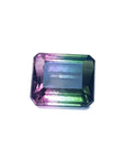 Loose 6.55 ct. emerald-cut watermelon tourmaline, red-green from Brazil.