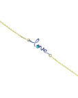 14K White and Yellow Gold Emerald Love Bracelet