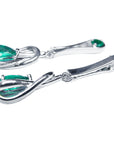 pair of May's birthstone Love Knot emerald earrings underside view