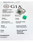 GIA report for a 4.14 ct F1 Colombian emerald ring in 14K white gold, with a loose emerald.