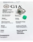GIA report for a 4.14 ct F1 Colombian emerald ring in 14K white gold, with a loose emerald.